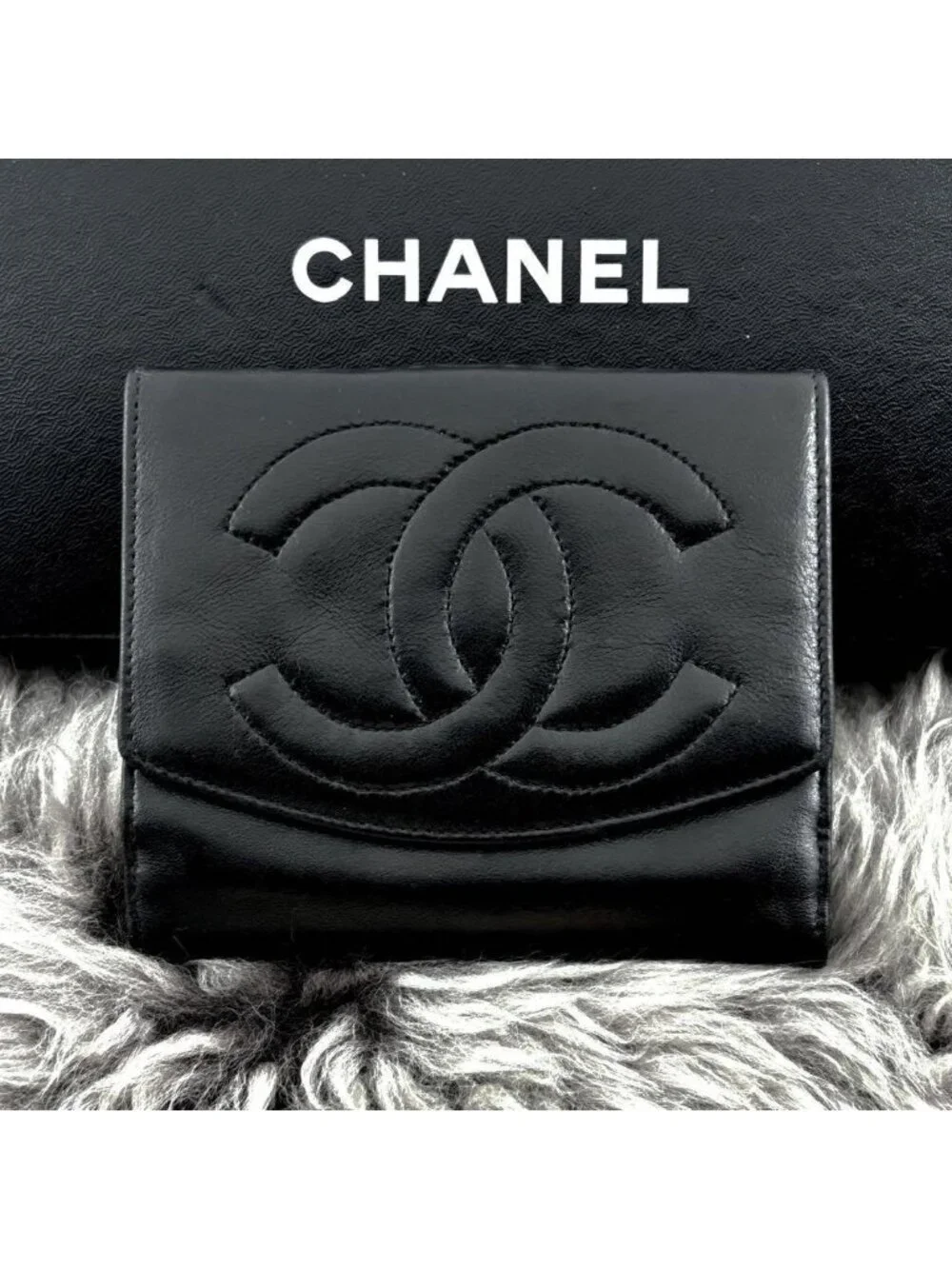 Chanel Wallet Coco Stitch Jumbo CC Logo Snap Bifold